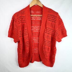 Coral Knit Dolman Sleeve Shrug M